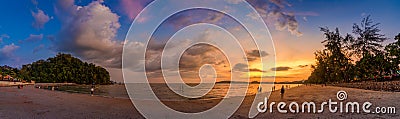 Ao Nang Krabi Thailand The beach has plenty of people in the evening.Golden light Panoramic photo Stock Photo