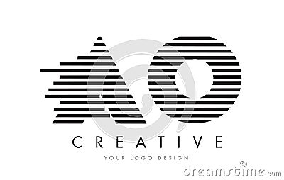 AO A O Zebra Letter Logo Design with Black and White Stripes Vector Illustration