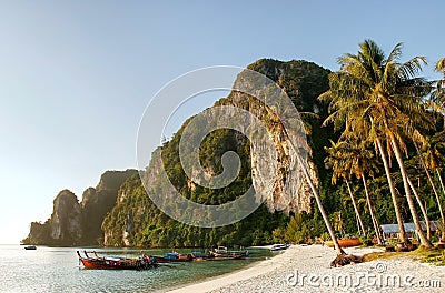 Ao Ton Sai beach on Phi Phi Don Island, Krabi Province, Thailand Stock Photo