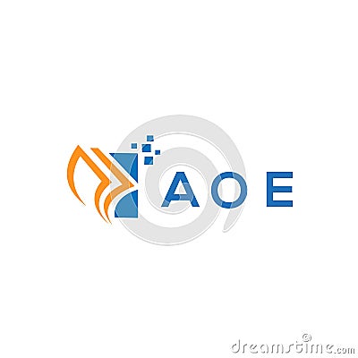 AOE credit repair accounting logo design on white background. AOE creative initials Growth graph letter logo concept. AOE business Vector Illustration