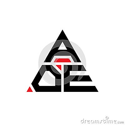AOE triangle letter logo design with triangle shape. AOE triangle logo design monogram. AOE triangle vector logo template with red Vector Illustration