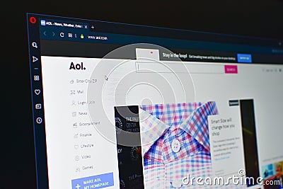 AOL website on computer screen Editorial Stock Photo