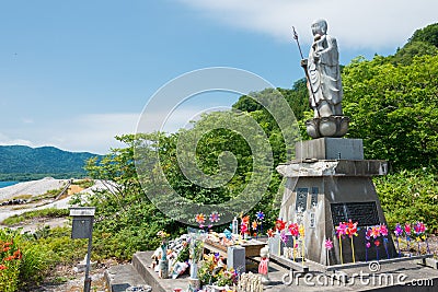 Jizo Bosatsu Statue at Osorezan Bodaiji Temple in Mutsu, Aomori, Japan. founded in 862 AD by the Editorial Stock Photo