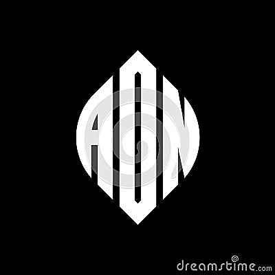 AON circle letter logo design with circle and ellipse shape. AON ellipse letters with typographic style. The three initials form a Vector Illustration