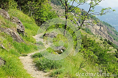 Aosta Valley hiking track Stock Photo