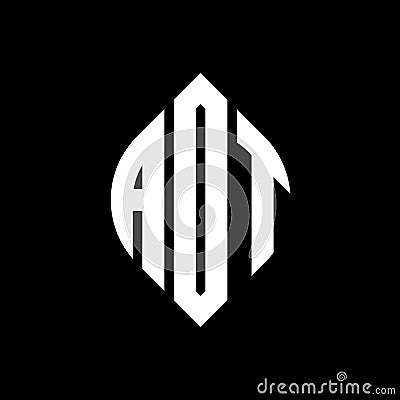 AOT circle letter logo design with circle and ellipse shape. AOT ellipse letters with typographic style. The three initials form a Vector Illustration
