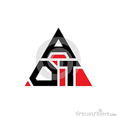 AOT triangle letter logo design with triangle shape. AOT triangle logo design monogram. AOT triangle vector logo template with red Vector Illustration