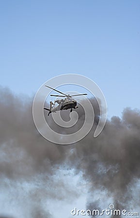 Apache helicopter in a warzone Stock Photo