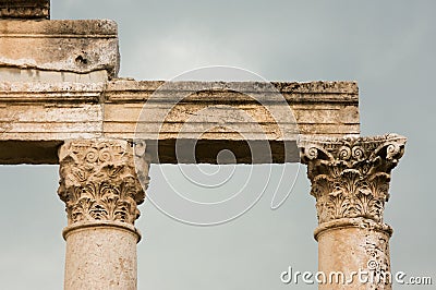 Apamea Syria, ancient ruins with famous colonnade before damage in the war Stock Photo