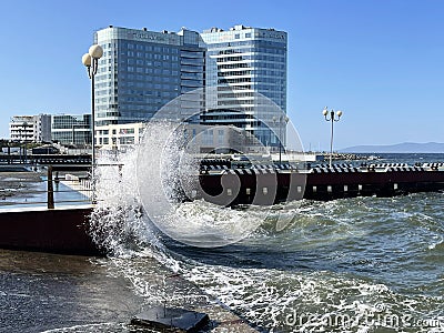 Vladivostok, Russia, October, 10, 2023. Apart-hotel Barny on Cape Burny in Vladivostok in autumn Editorial Stock Photo