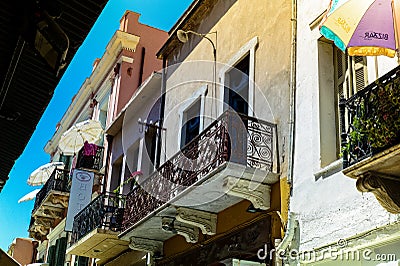 Apartment balcony in Chania, Crete Editorial Stock Photo
