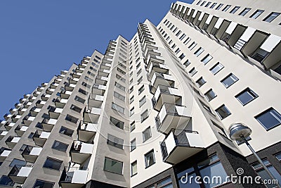 Apartment building with balconies Stock Photo