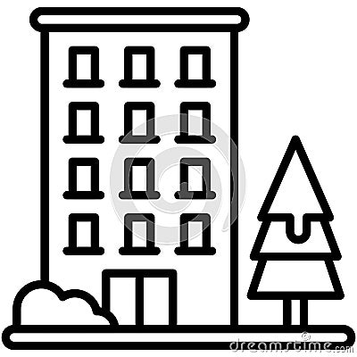 Apartment Building icon, Winter city related vector Vector Illustration