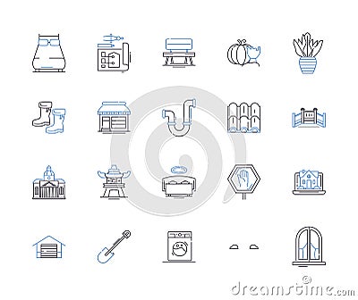 Apartment building outline icons collection. Apartment, Building, Block, Complex, Structure, Dwelling, High-rise vector Vector Illustration