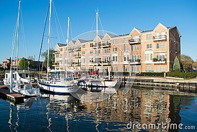 Apartment Buildings in The Inner Harbor Area in Baltimore, Maryland Editorial Stock Photo
