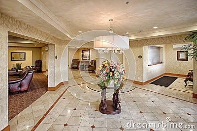 Apartment complex foyer and common area. Editorial Stock Photo