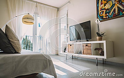 Apartment decorated with a vintage lamp with an antique hairdressing dryer design Stock Photo