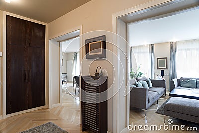 Apartment entrance interior with a view to the rooms Stock Photo