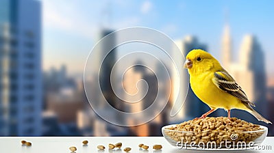 Apartment life with a cheerful canary Stock Photo