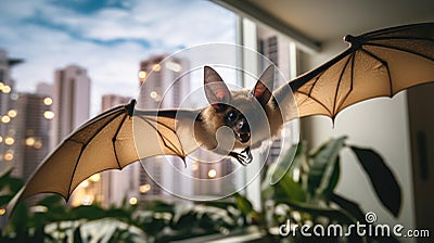Apartment life with an enigmatic Madagascar bat Stock Photo
