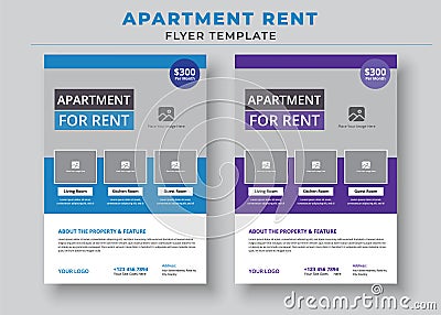Apartment Rent Flyer Template, Home For Rent Flyer, Real Estate Flyer Vector Illustration