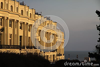 Apartments in brighton england. Classic regency architecture row of fashionable grand flats Stock Photo