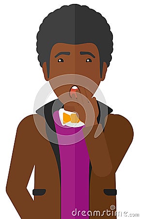 Apathetic young man yawning Vector Illustration