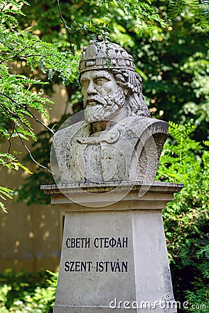 Sveti Stefan or Szent IStvan bust in Apatin, the work of Attila Varga Editorial Stock Photo