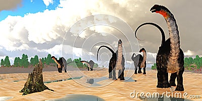 Apatosaurus Dinosaur Coastline Stock Photo