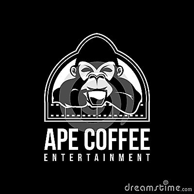 Ape coffee entertainment vector design illustration Cartoon Illustration