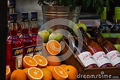 aperol pritz oranges preparation drink Russia,Saint-Petersburg, 20jul2021. Editorial Stock Photo