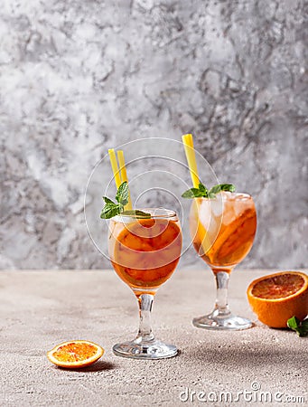 Aperol spritz, Italian cocktail with orange Stock Photo