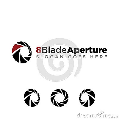 8 Blade Aperture Photography Logo Medium Opening Vector Illustration