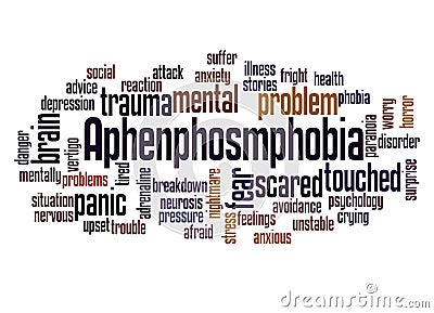 Aphenphosmphobia fear of being touched word cloud concept Stock Photo