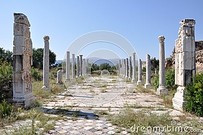 Stoa of the Agora at Aphrodisias Archaeological Site, AydÄ±n Province, Turkey Editorial Stock Photo