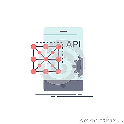 Api, Application, coding, Development, Mobile Flat Color Icon Vector Vector Illustration