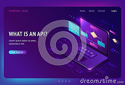 Api application programming interface isometric Vector Illustration