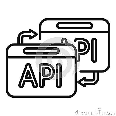 Api change secure icon outline vector. Gear hosting Stock Photo
