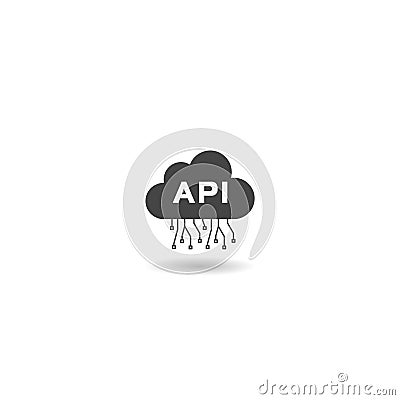 API cloud, application programming interface icon with shadow Vector Illustration