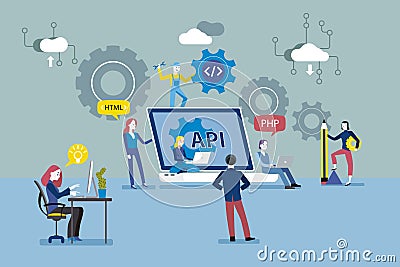 Api Interface Concept Cartoon Illustration