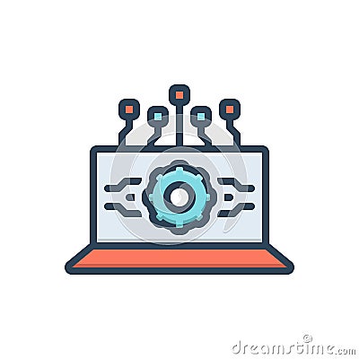 Color illustration icon for api interface, coding and optimization Cartoon Illustration