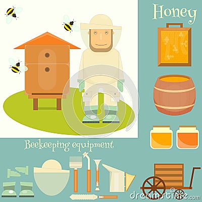 Apiary beekeeper Vector Illustration