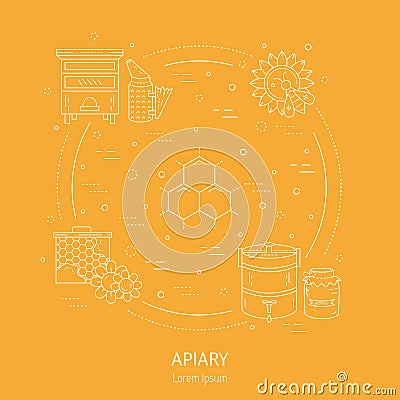 Apiary circle concept Vector Illustration