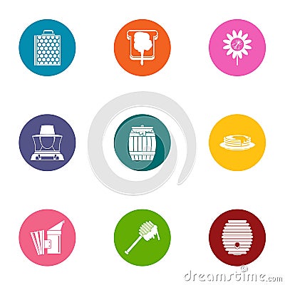 Apiary icons set, flat style Vector Illustration