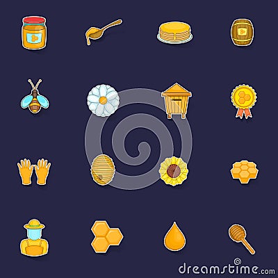 Apiary icons set vector sticker Vector Illustration