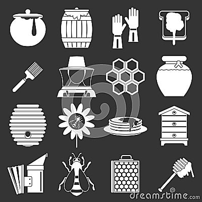 Apiary tools icons set grey vector Vector Illustration