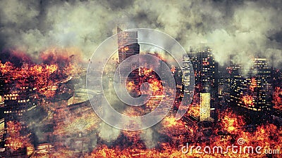 Apocalypse. Burning city, abstract vision. Stock Photo