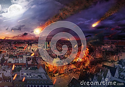 Apocalypse caused by a meteorite Stock Photo