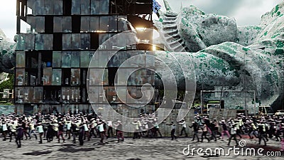 Apocalypse de zombi aux Etats-Unis zombis de marche de foule Animation 4K réaliste illustration libre de droits Apocalypse de zombi aux Etats-Unis zombis de marche de foule Animation 4K réaliste illustration libre de droits
