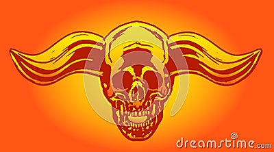 Apocalypse demon skull from hell with bullish horns. Vector illustration. Vector Illustration